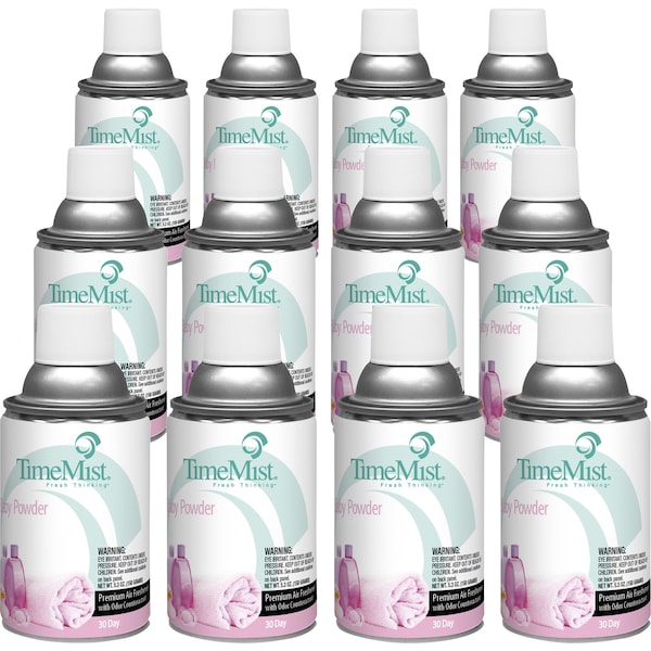 Timemist Fragrance Refill, f/Metered Dispenser, 5.3oz, Baby Powder, PK 12 TMS1042686CT - main